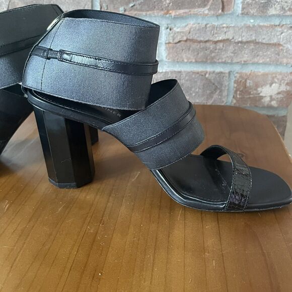 Donald J Pliner Edie Open Toe Size 8 Pumps Sandals Heels Black Italian Leather - Picture 7 of 14